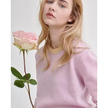 Dámský svetr Dámský vlněný svetr Lambswool Růžová XXL