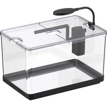 Akvaristika Mini plastové akvárium 10l s LED osvětlením a vnitřní filtrací černá