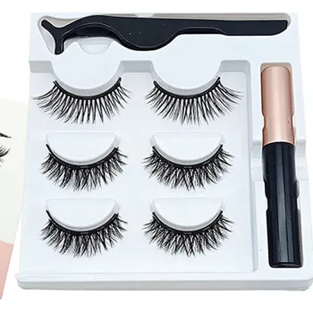 Umělé řasy UMĚLÉ MAGNETICKÉ ŘASY 3 PÁRY + PINZETA + EYELINER
