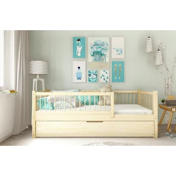 Dětská postýlka Dřevěná postel s úložným prostorem Axel bis - 80 x 160 / přírodní