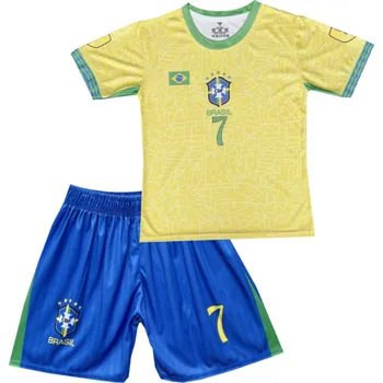 Numberoplus Dětský fotbalový dres Komplet Brasil Vinicius Júnior - Vini JR7 (Copa America 2024) Velikost: 8-let.(vel.122)