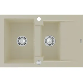 Granitový dřez MEXEN - Gaspar žula dřez 1,5-mísa dřez s vypouštěním krátký odkapávač 737x475 mm, béžová 6507731505-69