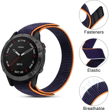 Řemínek na hodinky Nylonový řemínek pro Garmin 22mm modrý provlékací