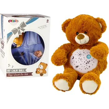 plyšák Mamido Plyšový Medvídek Uspávací Světla Zvuky Noční a Denní Režim Hnědý