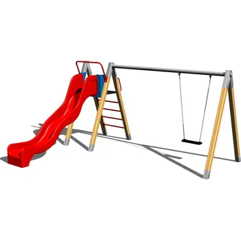 Dětské hřiště Playground System Řetězová houpačka se skluzavkou dřevěná - B (v.p. 1,5 m)