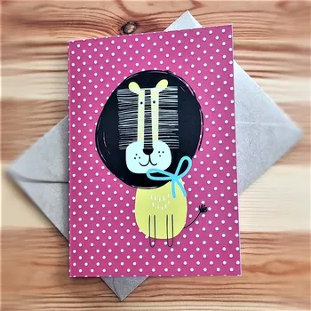 Přání s obálkou 120x170 mm - lví slečna