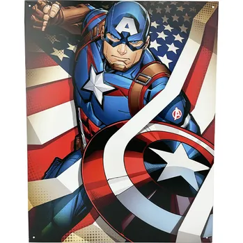 Plechová cedule D.E. metal signs Plechová cedule Captain America 40,5 cm x 32 cm