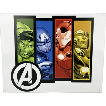 Plechová cedule D.E. metal signs Plechová cedule Avengers Portrét 40,5 cm x 32 cm