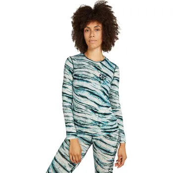 Dámské merino tričko s dlouhým rukávem ICEBREAKER Wmns 200 Oasis LS Crewe POW AOP, Snow Aop velikost: M