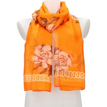 Šátek Dámský letní šátek / šála 179x100 cm oranžový s květy
