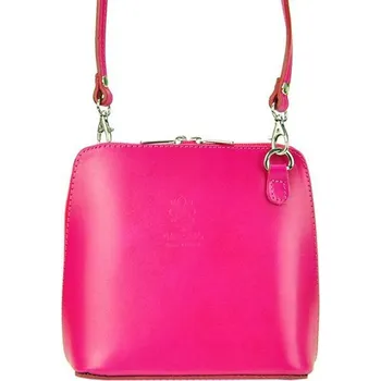 Kabelka Kožená malá dámská crossbody kabelka tmavá růžová