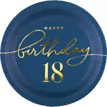 Talíř Papírové talíře 18. narozeniny 15 cm - Royal blue 6 ks