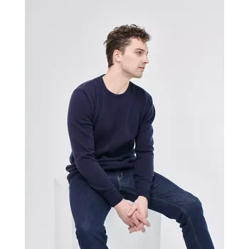 Pánský svetr Pánský vlněný svetr Lambswool Modrá XL