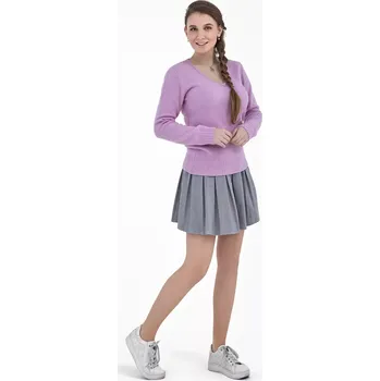 Dámský svetr Dámský vlněný svetr s výstřihem Kašmír Starorůžová XS