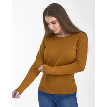 Dámský svetr Dámský vlněný svetr Merino Extra Žlutohnědá XL