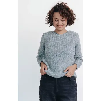 Dámský svetr Dámský vlněný slim fit svetr Alpaka Blend Světle modrá M-L