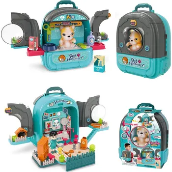 plyšák Sparkys Zvířecí nemocnice v batohu Pes 3v1 modrá