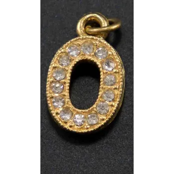 Přívěsek Štrasový přívěšek - písmeno O - 2,1 cm x 1,5 cm