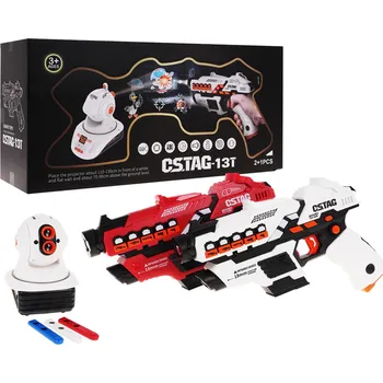 Dětská zbraň Sada laserových pistolí CS.TAG-13C + projektor bílá/červená