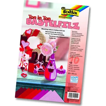 Dekorační filc A4 červený mix 10ks