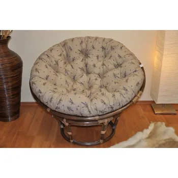 Papasan Ratanový papasan 110 cm hnědý polstr levandule