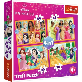 Puzzle Puzzle Disney princezny: Pohádkové příběhy/4v1 (35,48,54,70 dílků)
