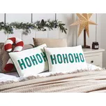 Sada 2 dekoračních polštářů bílá bavlněná látka vánoční vzor 30 x 50 cm dekorace příslušenství Beliani