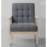 CASARREDO Křeslo čalouněné PETRA kostra přírodní/šedá — 65×76×82 cm, šedá/stříbrná