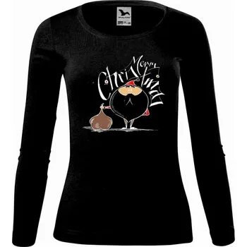 Dámské tričko DOBRÝ TRIKO Dámské bavlněné triko Santa s dárky Velikost: 3XL, Barva: Černá