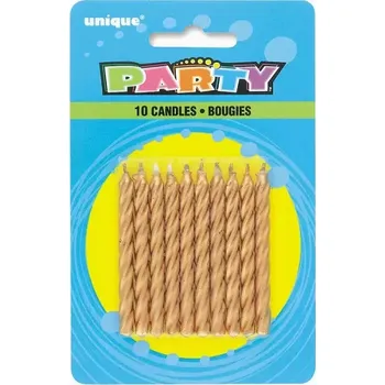 Dortová svíčka Dortové svíčky zlaté spirály 10 ks