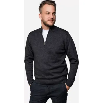 Pánský svetr Pánský vlněný svetr Merino se zipem Antracit XL