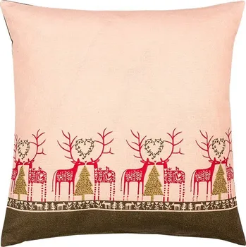 Povlak na polštářek Bavlněný povlak na polštářek vánoční 40 x 40 cm růžový/červení jeleni