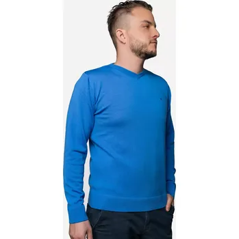 Pánský svetr Pánský vlněný svetr Merino s výstřihem Světle modrá M