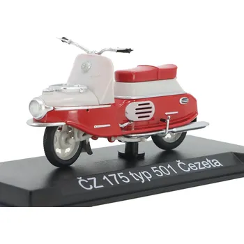 autíčko ČZ 175 Typ 501 Čezeta motorka 1:24 - MODIMIO Naše Motocykly časopis s modelem #53 ČZ 175 Typ 501 Čezeta - model motorky