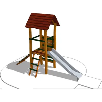 Dětské hřiště Playground System DĚTSKÉ HŘIŠTĚ sestava s nerezovou skluzavkou z akátu - Strašilka