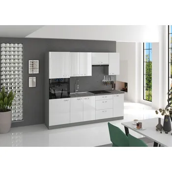 Kuchyňská linka Kuchyňská linka Bianka 240 cm - šedá/bílý lesk