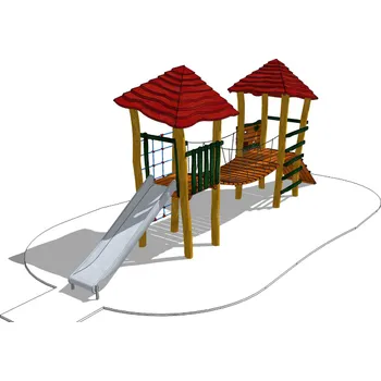 Dětské hřiště Playground System Dětské hřiště - sestava z akátu s nerezovou skluzavkou - Rarášek