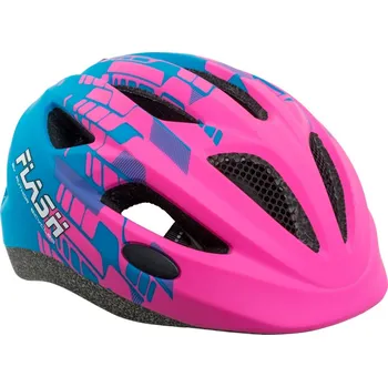 Cyklistická přilba Přilba Author Flash Led Inmold X8 růžová neonová/modrá matná 51-55 cm