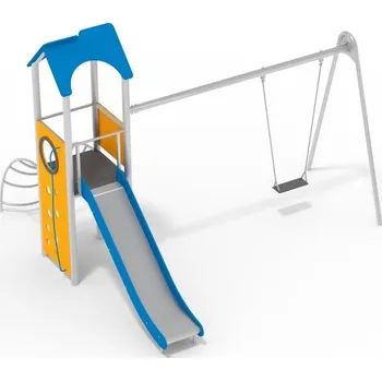 Dětské hřiště Playground System Herní sestava z nerezu se skluzavkou a houpačkou - 11412