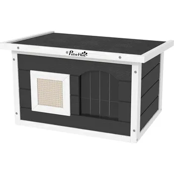 Pelíšek pro kočku PawHut Kočičí jeskyně 61 x 45 x 36,5 cm šedá