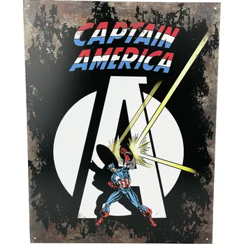 Plechová cedule D.E. metal signs Plechová cedule Captain America Erb 40,5 cm x 32 cm