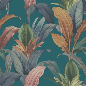 Tapeta Cristiana Masi by Parato Vliesová tapeta na zeď, tyrkysová, listy, 15515, Botany House, Cristiana Masi by Parato, velikost 10,05 x 0,53 m