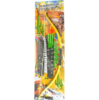 Indiánský set luk 50cm se 3 šípy a nožem plast na kartě | 224228