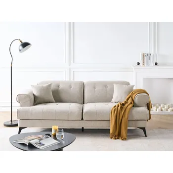 Pohovka 3místná pohovka taupe látkové čalounění s nastavitelnými opěrkami hlavy moderní styl nábytek obývací pokoj Beliani