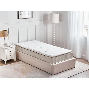 Matrace Latexová taštičková matrace bílá béžová 90 x 200 cm tvrdá snímatelný potah ložnice Beliani