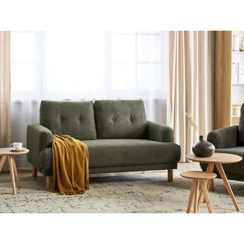 Pohovka Manšestrová pohovka 2místná tmavě zelená čalouněný nábytek do obývacího pokoje retro styl Beliani