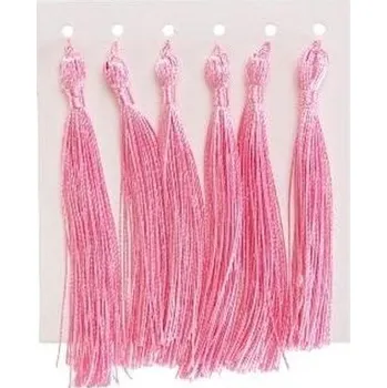 Set školních potřeb Frędzelki chwosty ozdobne różowe 8cm 6szt