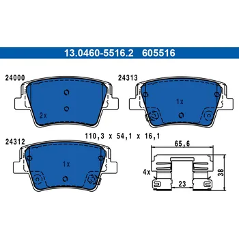Brzdová destička Sada brzdových destiček, kotoučová brzda ATE 13.0460-5516.2