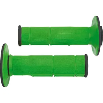 grip Gripy na motorku RTECH gripy Racing dvouvrstvé, měkké, zeleno-černé, pár, délka 116 mm