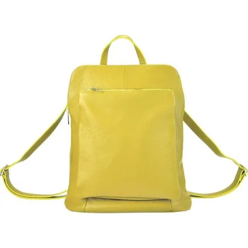 Městský batoh Kožený dámský módní batůžek s čelní kapsou Patrizia Piu hořčicově žlutý